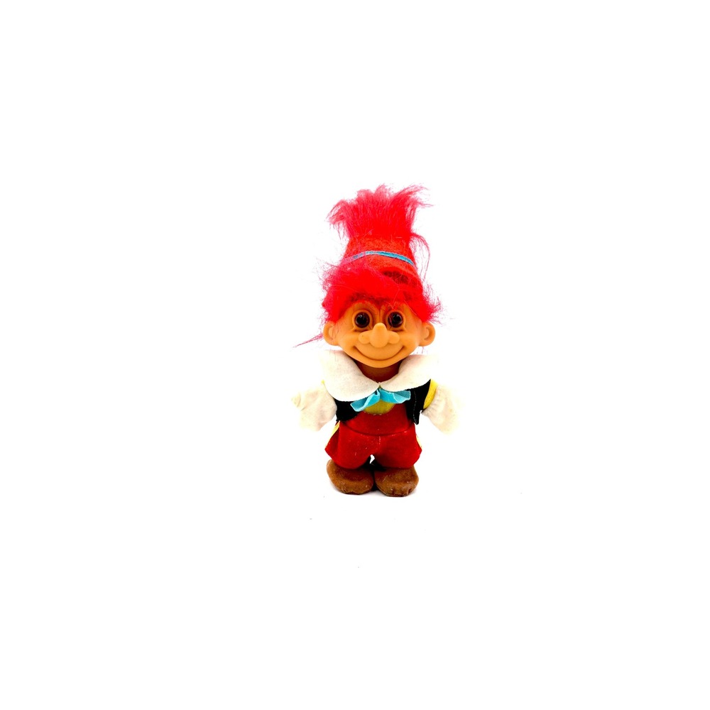 Vintage Russ Berrie Pinocchio Troll Doll 1990s Red Hair Fairy Tale Collectible - Picture 5 of 11
